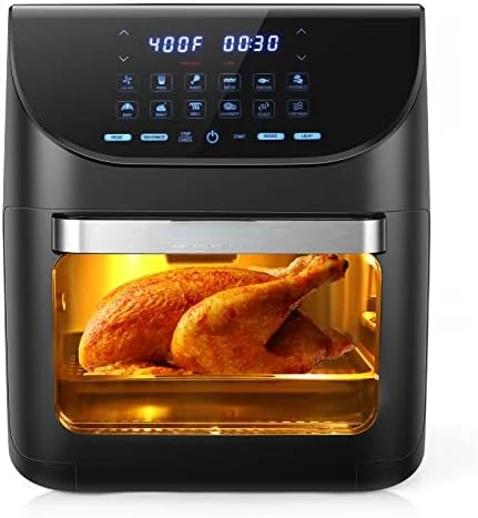 

Fryer 12 QT 1700W Large Capacity Oilless Hot Air Fryers Oven Healthy Cooker with 10 Presets, Visible Cooking Window, LCD Touch S
