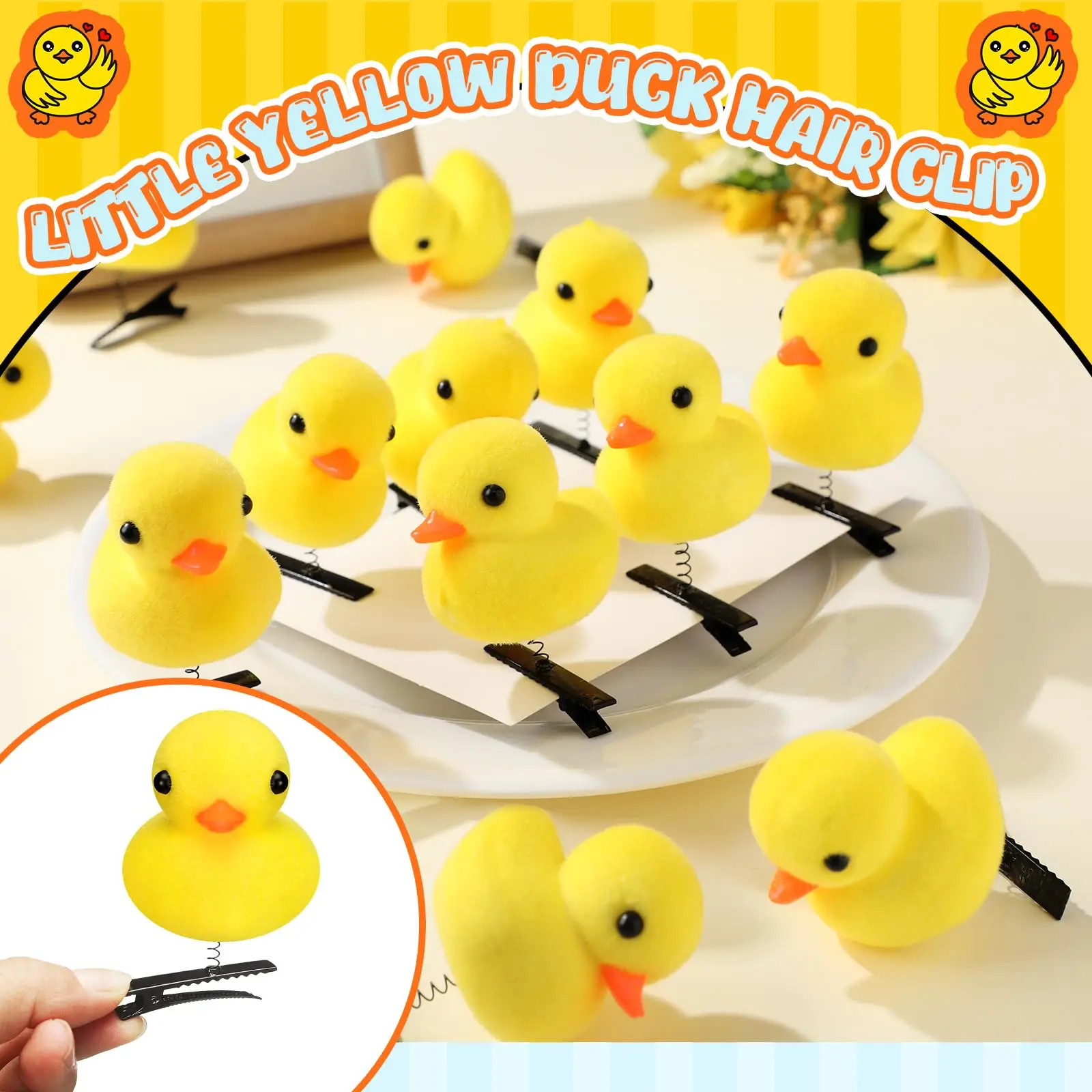 Kawaii Animal Chick Duck Bunny Bear Hair Clips For Girls Women  Toddler Kid Fun Hairpins Cute Sunflower Hair Barrettes Baby Gift 2