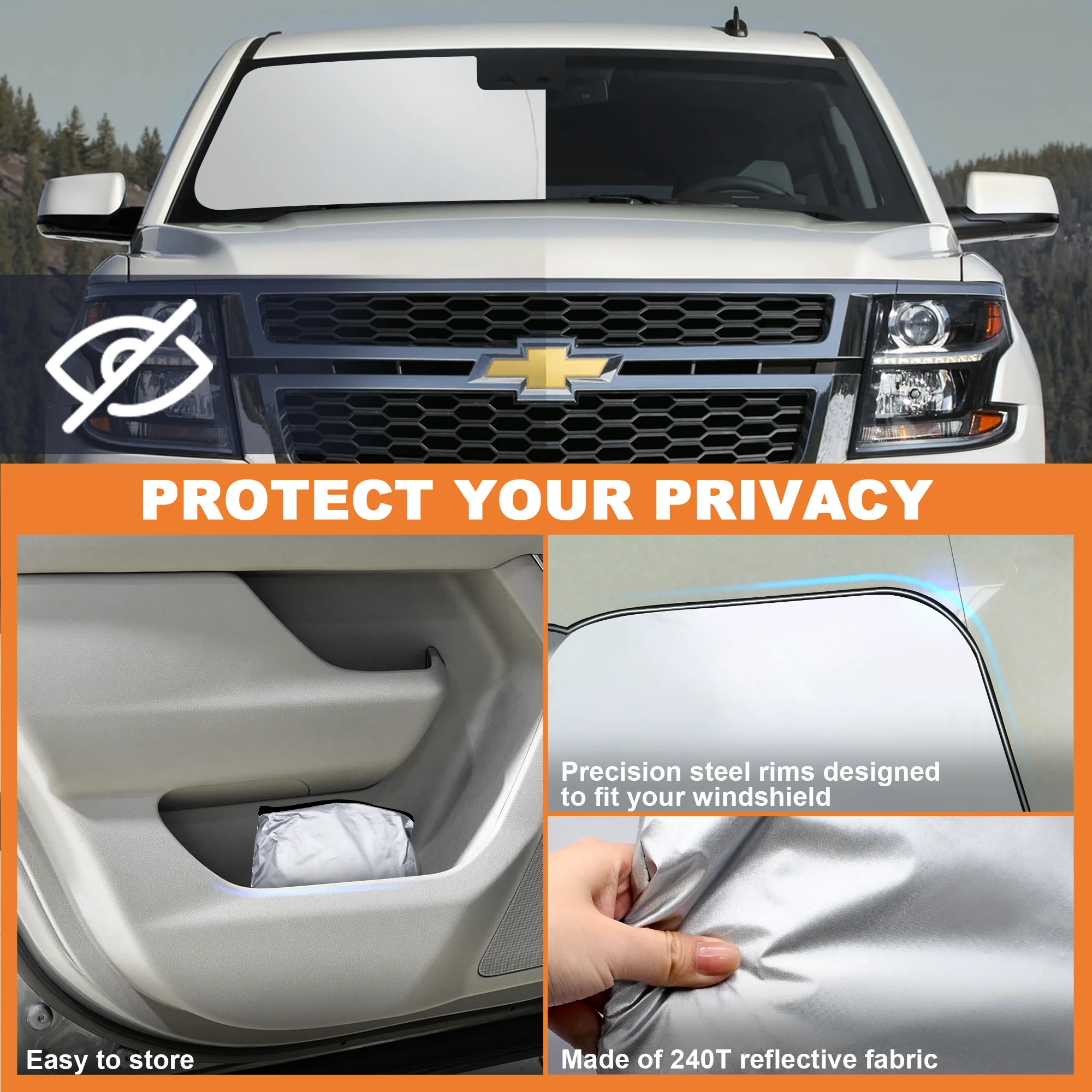 Parasole Parabrezza YYCKE Per Chevrolet Tahoe 2015-2020, Pieghevole, Blocca UV, Riflettente