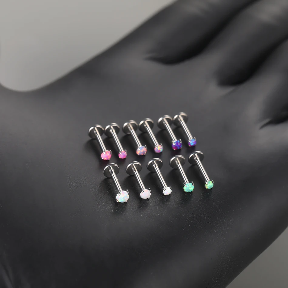 1pcs Titanium Opal Pink Opal Purple Top Labret Piercing