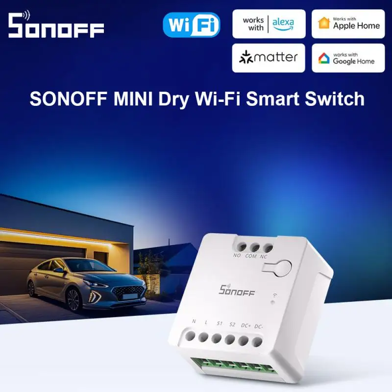 SONOFF MINI-D Dry Contact WiFi Smart Switch ESP32 Chip Matter Compatible AC/DC Input 1-10PCS Set Smart Scene Via EWeLink Alexa