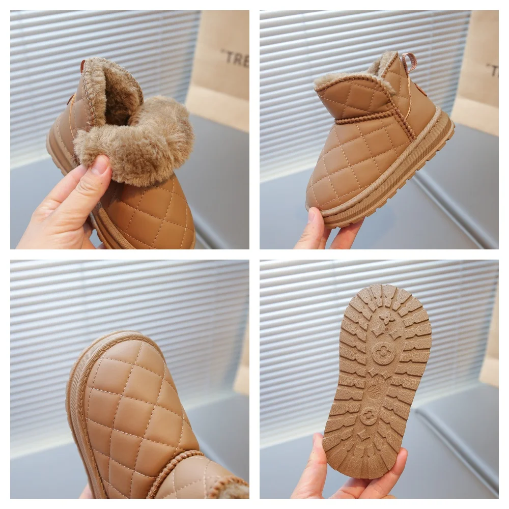Warm Quilted Non Slip Kids Ankle Boots for Outdoor Play