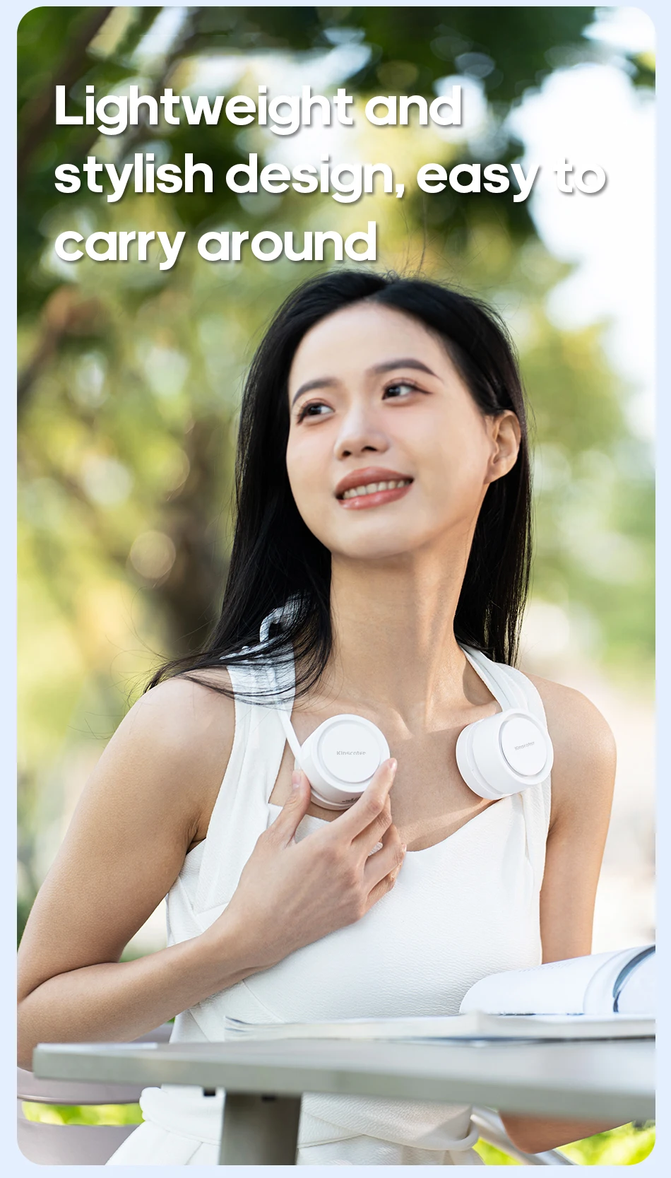 Portable Personal Sports Neck Fan 3-speed Wind with Cold Compress Function 800mAh*2 Mini Cooling Electric Fan for Outdoor Travel