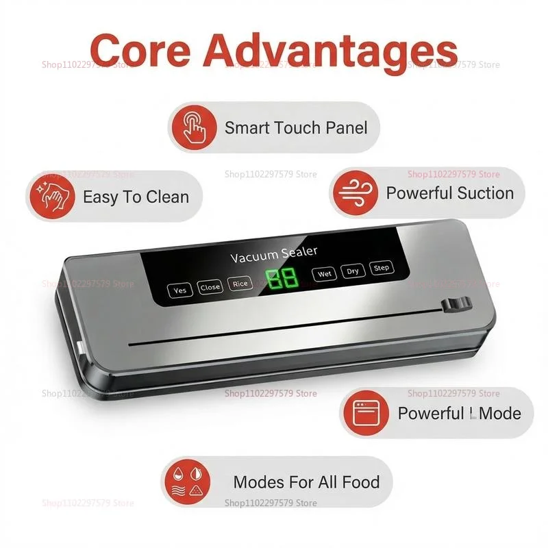 Electric Vacuum Sealer Machine Dry/Wet Food Packaging Vacuum Sealing Bags Built-in Cutter Kitchen Food Storage Vacuum Sealer 5