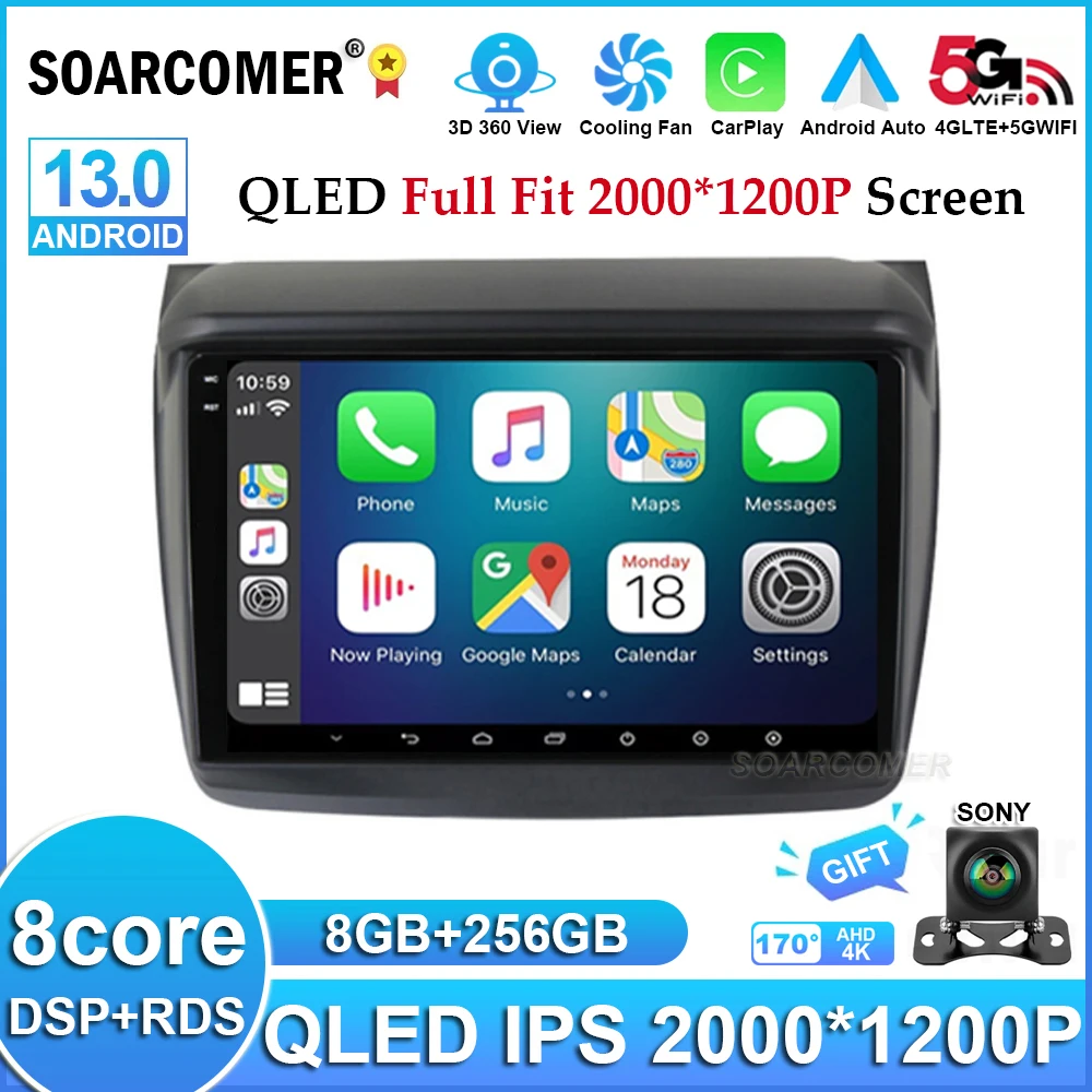 

Android 13 Auto Car Radio For Mitsubishi Pajero Sport 2 L200 Triton 2008 - 2016 Multimedia 4G Carplay Video Player Head Unit DSP