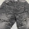 Y/project Retro Washed Distressed Embroidery Patch Logo Straight Loose Jeans Men Women High Quality Hip Hop Fitting Ripped Pants 4