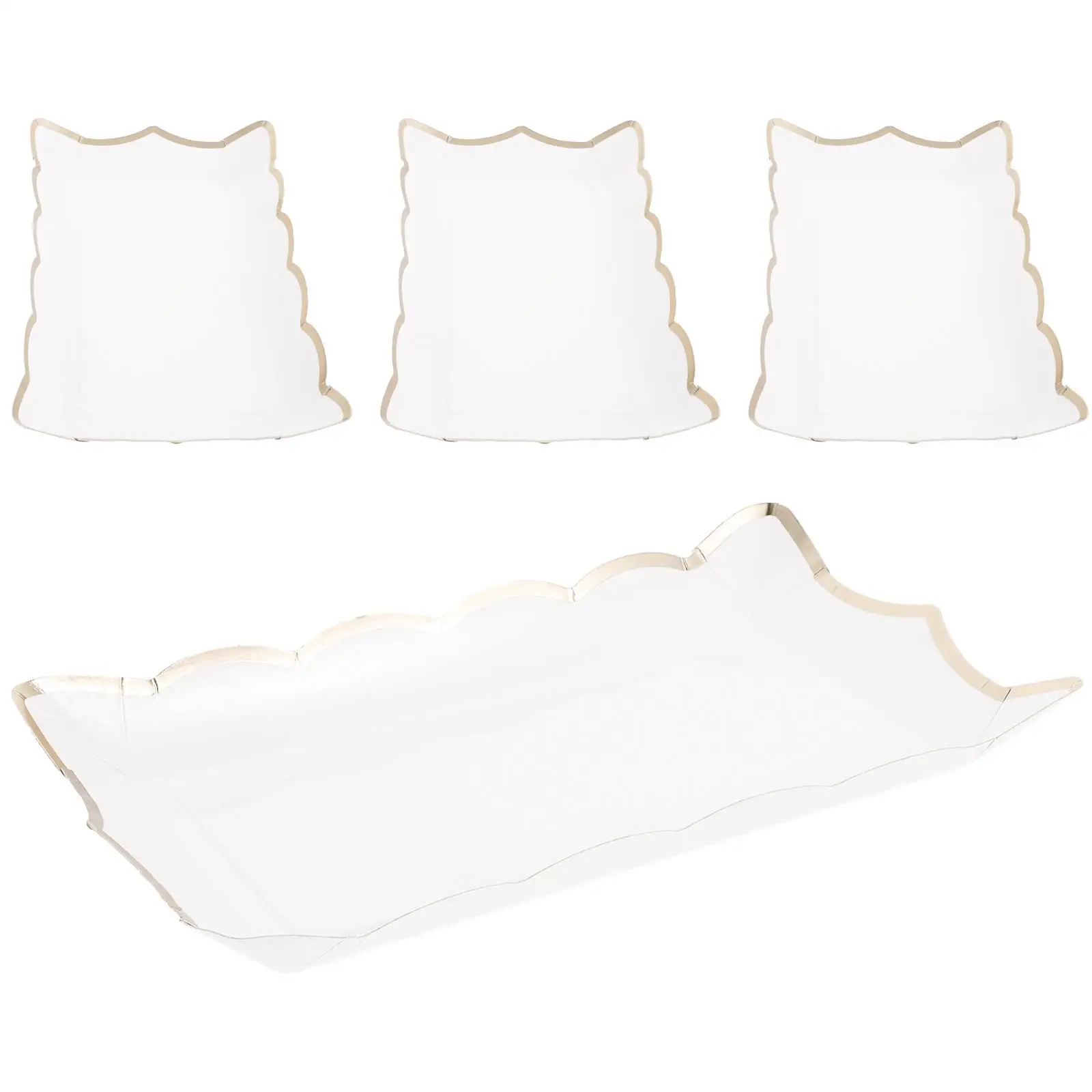 4 Pcs Square Paper Lace Plate Party Trays for Serving Food Utensils Dessert Fruit Platters Cardboard and Parties 6