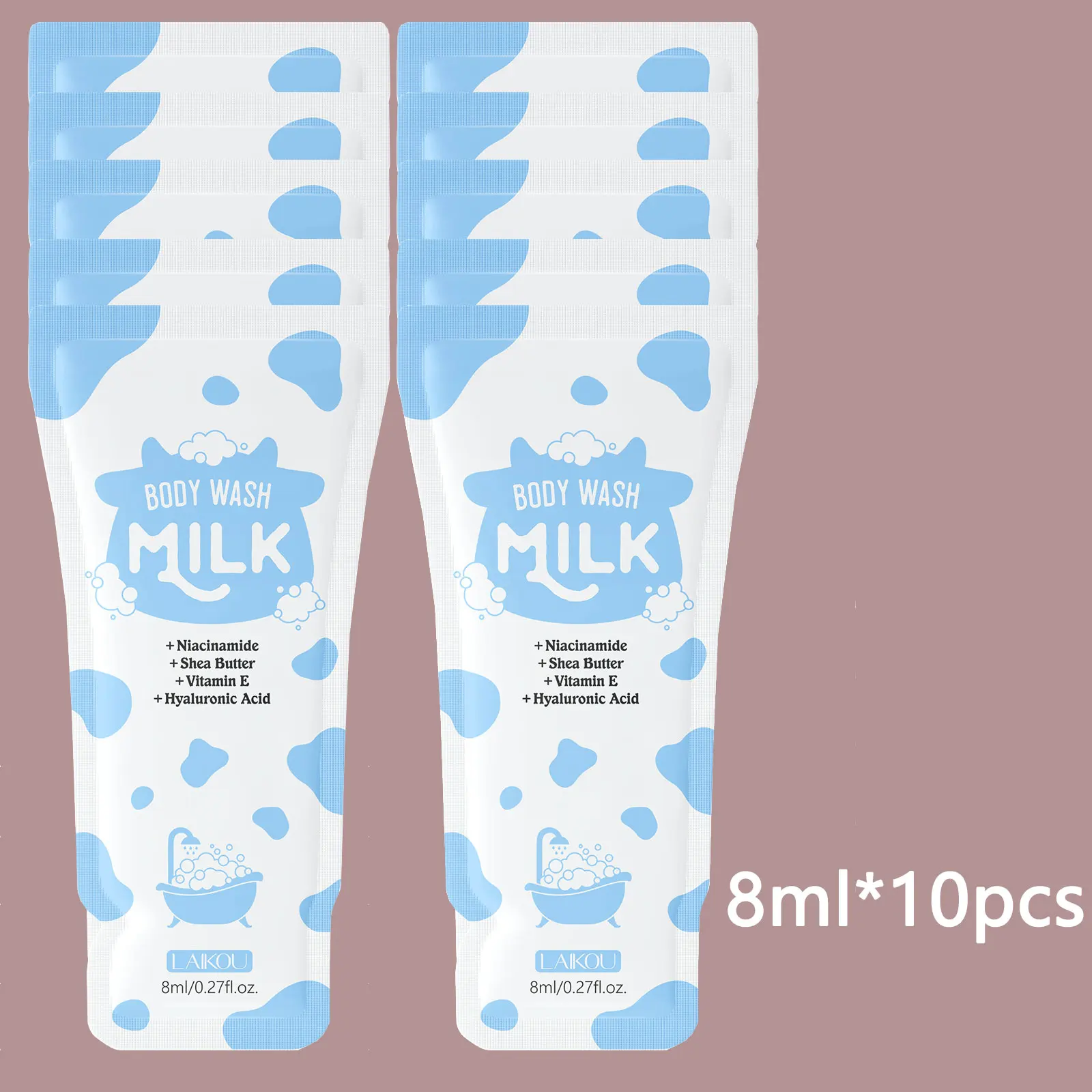 10pcs Milk Shower Gel 8ml/bag Moisturizing and Fragrant Hydrating Shower Gel Easy To Carry When Traveling, Unisex