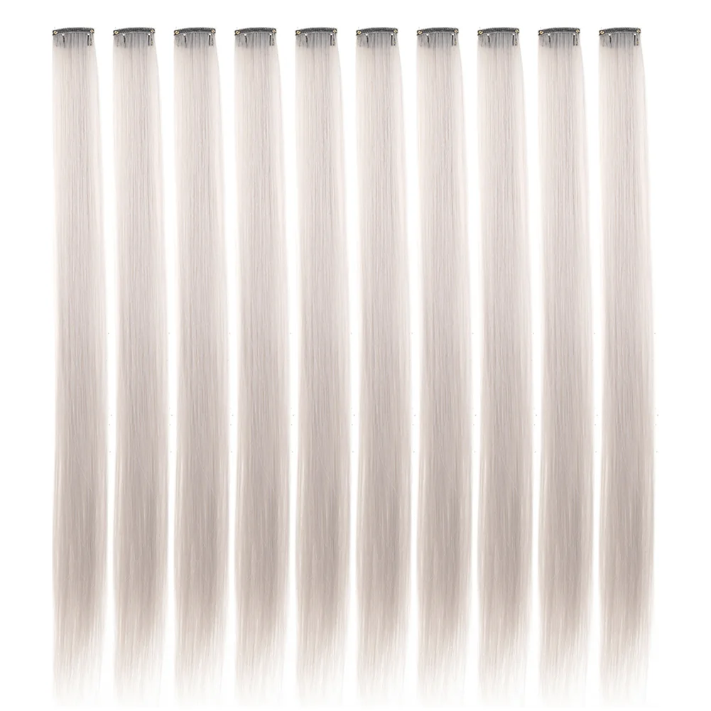 10PCS/Pack Colored Party Highlights Clip in Hair Extensions for Girls 18 Inches Omber colors Straight Hair Synthetic Hairpieces
