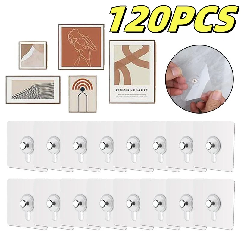 10/5 Pairs Double Sided Adhesive Wall Hooks Invisible Traceless Snap Hook  Wall Storage Holder Bathroom Kitchen Bedroom Hook Kit