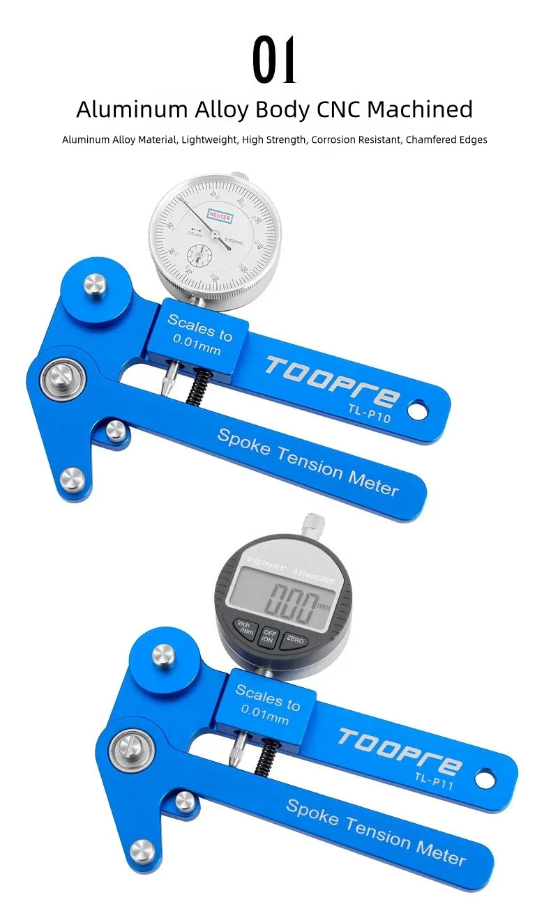 TOOPRE Bicycle Spoke Tension Meter Digital Display Rim Correction Tool Mechanical Wheel Steel Wire Ring Adjustment Measuring