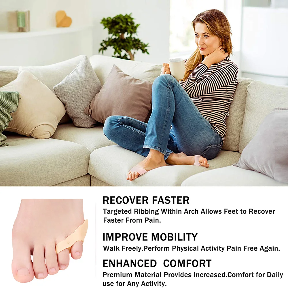 Pexmen 2/4Pcs Gel Little Toe Pads Corrector Straightener Pinky Toe Protector Pain Relief Reduce Blisters Corns and Friction