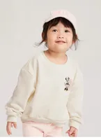 Toddler Girls Pink Sweatshirts Cartoon Print Crewneck Pullover Hoodie Child Casual Simple Trendy Long Sleeve Top Cartoon Clothes 2