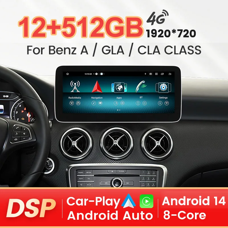 MEKEDE 12,5 zoll Drahtlose CarPlay Android 14 Auto Für Mercedes-Benz A-Klasse W176 GLA X156 CLA C117 multimedia Bildschirm DSP 4G WIFI intelligente systeme für autos autoradio carplay apple carplay android auto