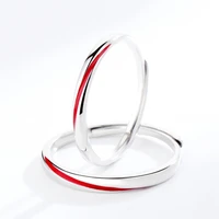 Creative Cute Red Line Couple 925 Sterling Silver Female Resizable Opening Rings RI598 1