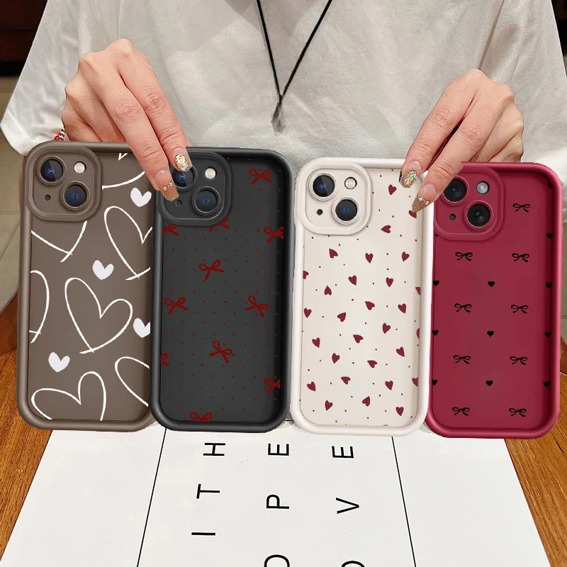 Charming Love Heart Print Soft TPU Phone Case