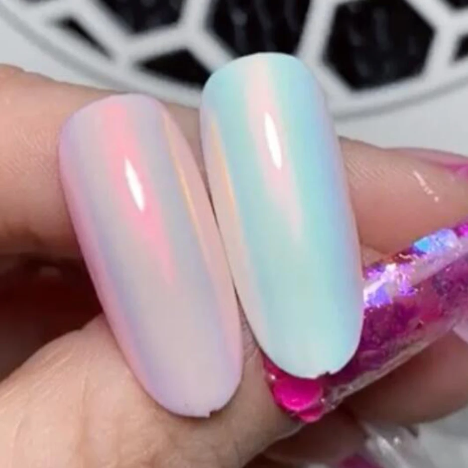 Nail Powder Nail Pigment Nail Glitter Nail Decoration Nail Decorations 1 Box Pearl Nail Glitter Powder Neon Shimmer Mirror Mermaid Dipping White Purple Nail Chrome Pigment Dust Polish Decor GLB01-07