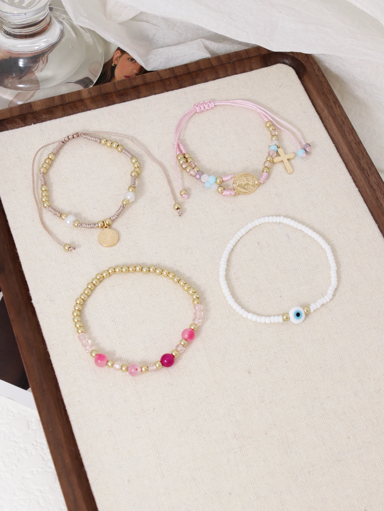 Creative Fashion Handmade Rope Devils Eye Beads Womens Bracelet Set