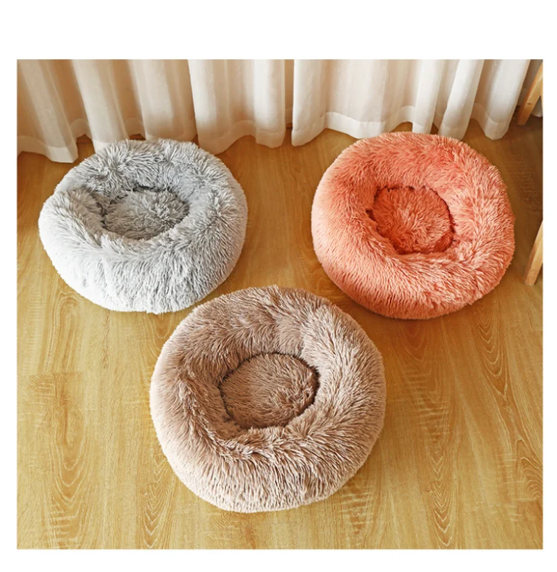 Plush donut dog sofa bed – washable pet mat for small and large dogs & cats – round and cozy sleeping surface for maximum comfort