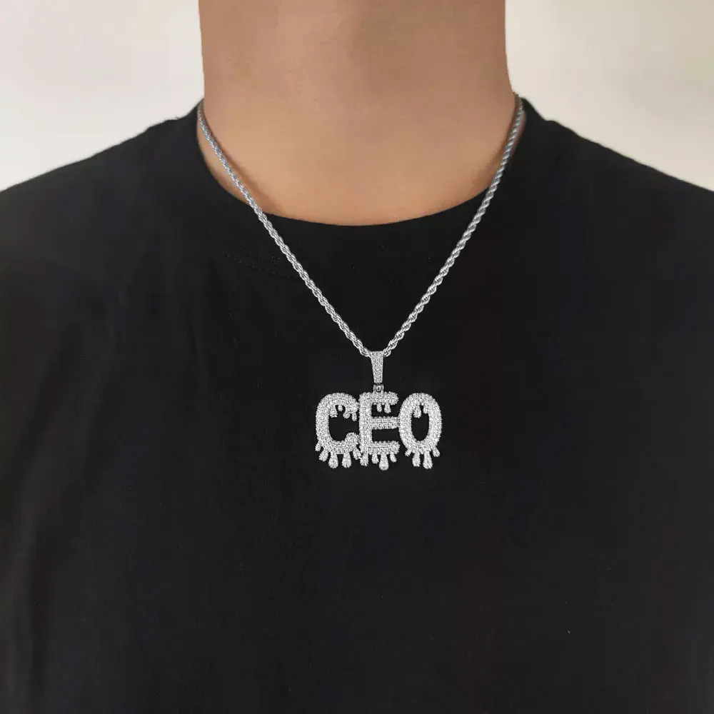 Custom Letter Necklace Men and Women 18K Gold Iced CZ Charm Pendant Personalized Hip Hop Jewelry DIY Bling Initial Name Pendant
