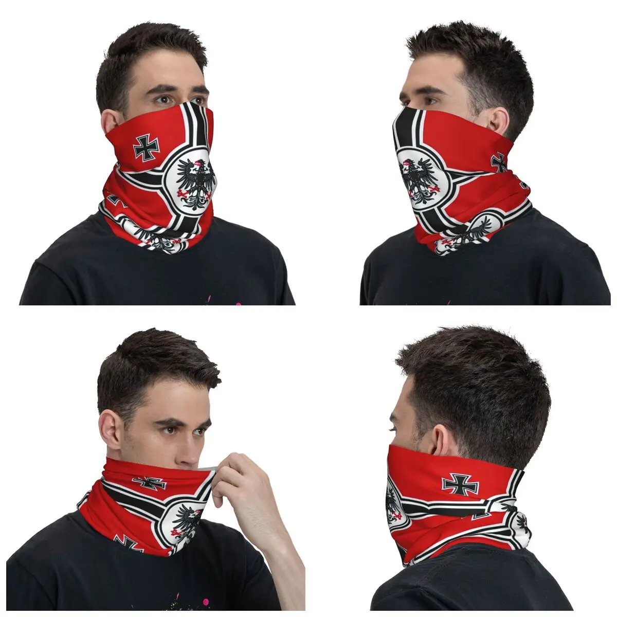 Bandana Biker 50x50 Cm &ndash; Rosso Scuro Con Fiamme E Aquila &ndash; Rock Eagle