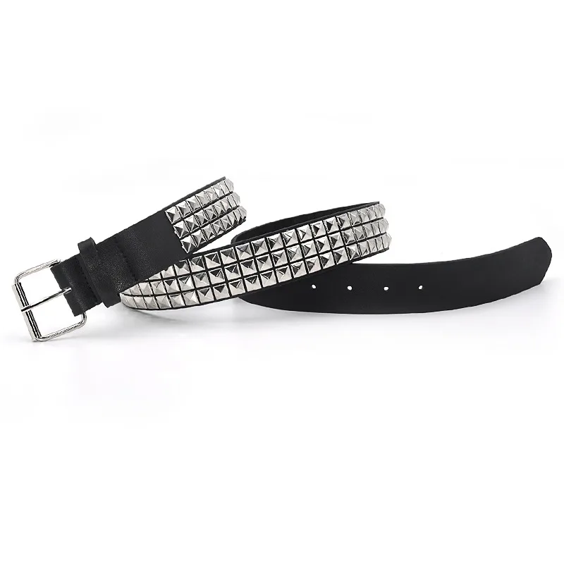 Mode Nietengürtel Männer Frauen Nietengürtel Punk Rock mit Dornschließe Drop Shipping Schwarz – Detail 14