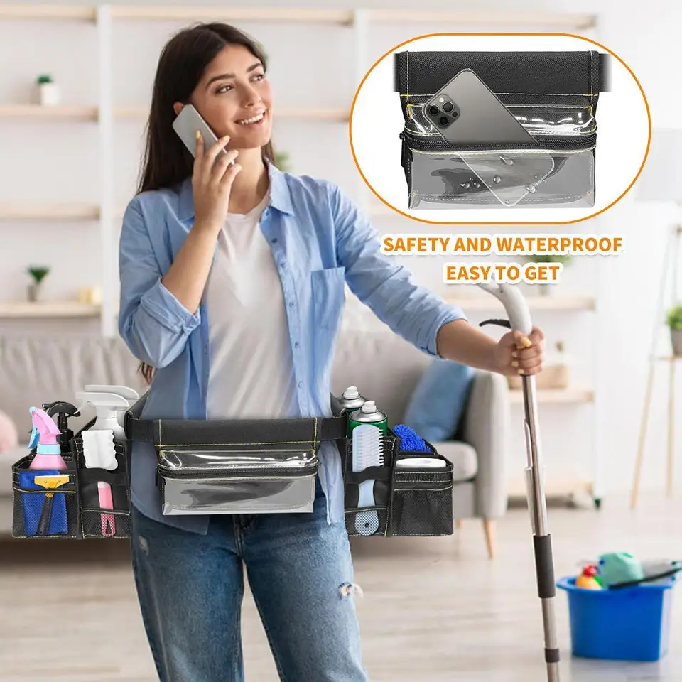 Cesto Porta Pulizie Con 6 Tasche - Tessuto Oxford Impermeabile, Pieghevole, Per Casa E Shopping (Blu) - Foto 3