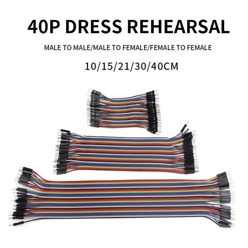 

40Pin Jumper Wire Pins Male to Male Female to Female Cable Kit DIY Electron Line 2.54mm for PCB Arduino 10cm 21cm 30cm 40cm