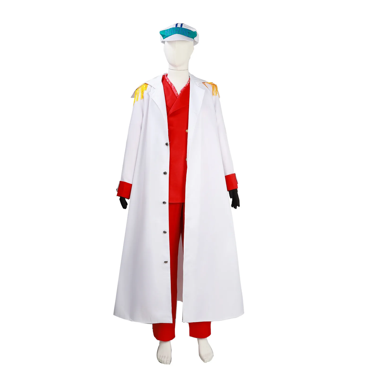Anime Akainu Sakazuki Costumi Cosplay Borsalino Sengoku Halloween Justice White Navy Coat Trench Jacket Uniformi Cosplay Suit