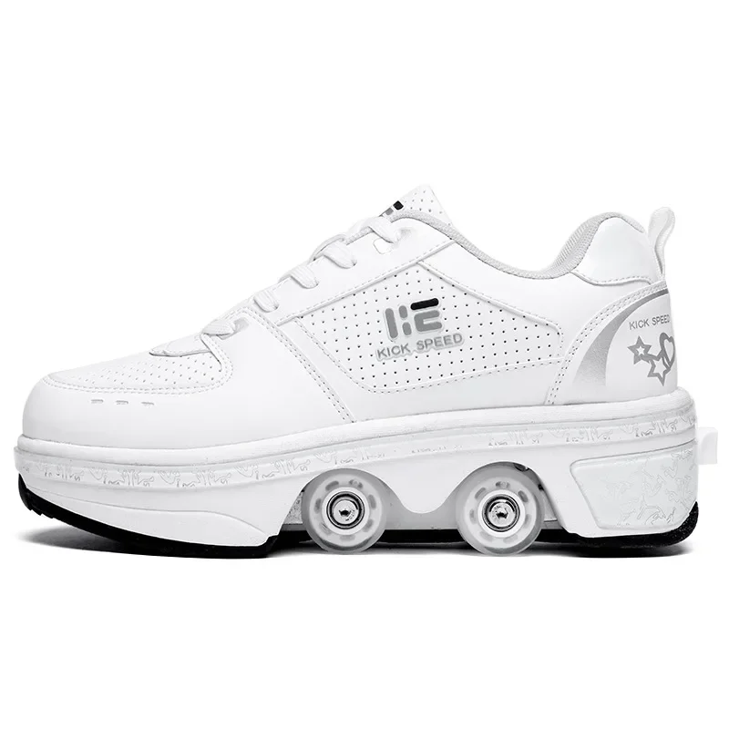 Kids Deformation Roller Skates Shoes 4 Wheels Parkour Sport Roller Shoes Children Girls Boys Skates Unisex Adult Sneakers