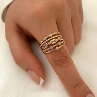 Nwe 18 K Gold Plated Sun Rings for Women Natural Stone Inlaid in Hollow Metal Texture Ring Trendy Jewelry 4