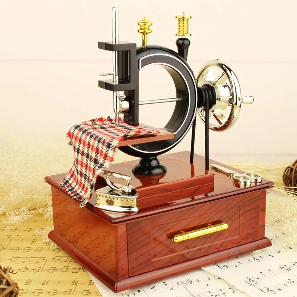 Sewing Machine Music Box Classic Sewing Machines Music Box Best Gift Retro Sewing Clockwork for Christmas Birthday Thanksgiving