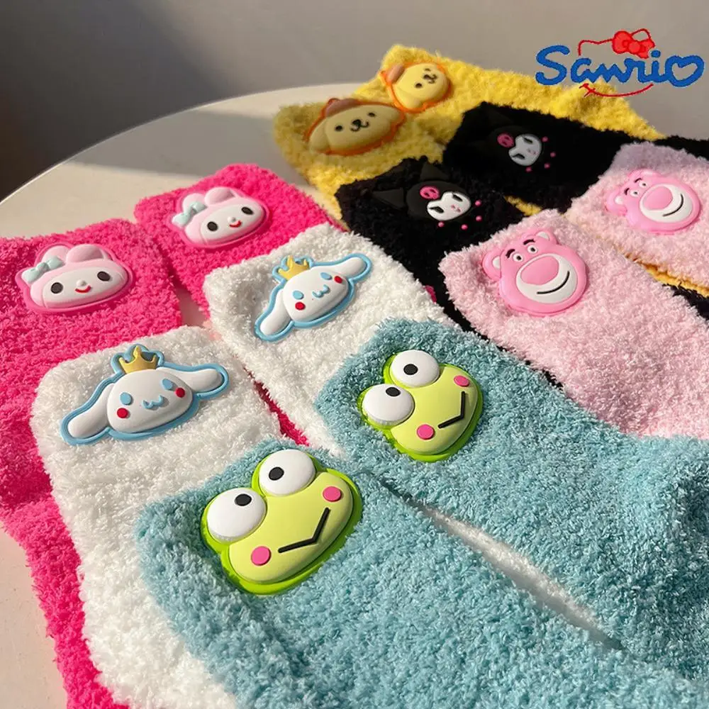 

Sanrio Socks Kawaii Kuromi My Melody Cinnamoroll Anime Plush Stockings Autumn Winter Warm Cartoon Pompompurin Keroppi Socks