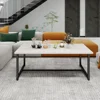 Industrial Coffee Table with Rectangle Wood and Stable Metal Frames, Living Room Table, Office, Teak Oak/Black, Easy Assembly 1