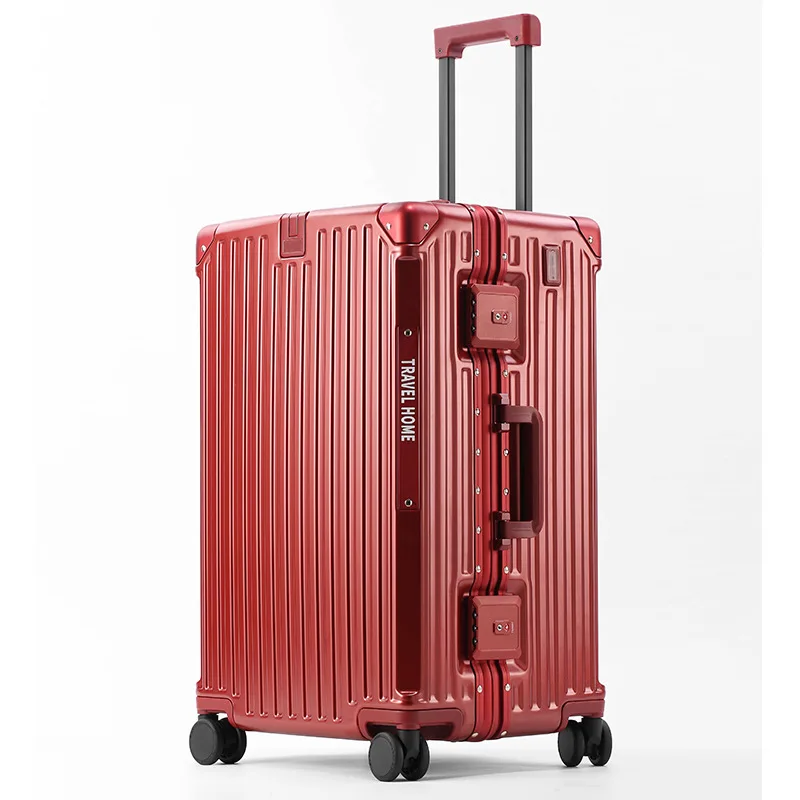 Suitcase Large Capacity  Aluminum Frame Portable Trolley Case USB Charging Business Travel Luggage Carrying case with cup holder