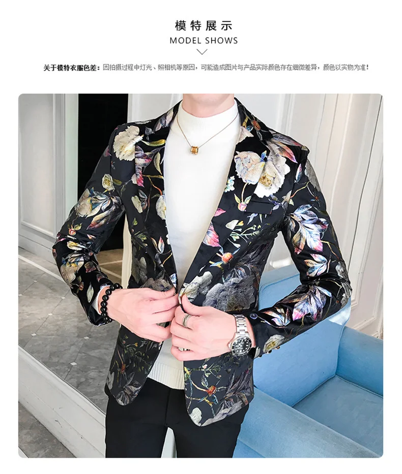 sport coat Masculino Terno Flower Blazer Men New Pattern Suit Jacket Business Causal 2022 Men Slim Fit Blazers Wedding Party Prom Blazer blazer suit