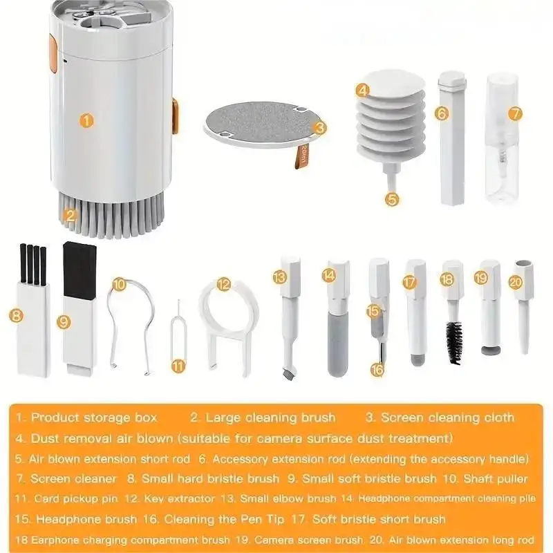 Computer keyboard cleaner kit,phone screen cleaning tools,tablet,camera,key extractor,headphone storage box with cleaning 2
