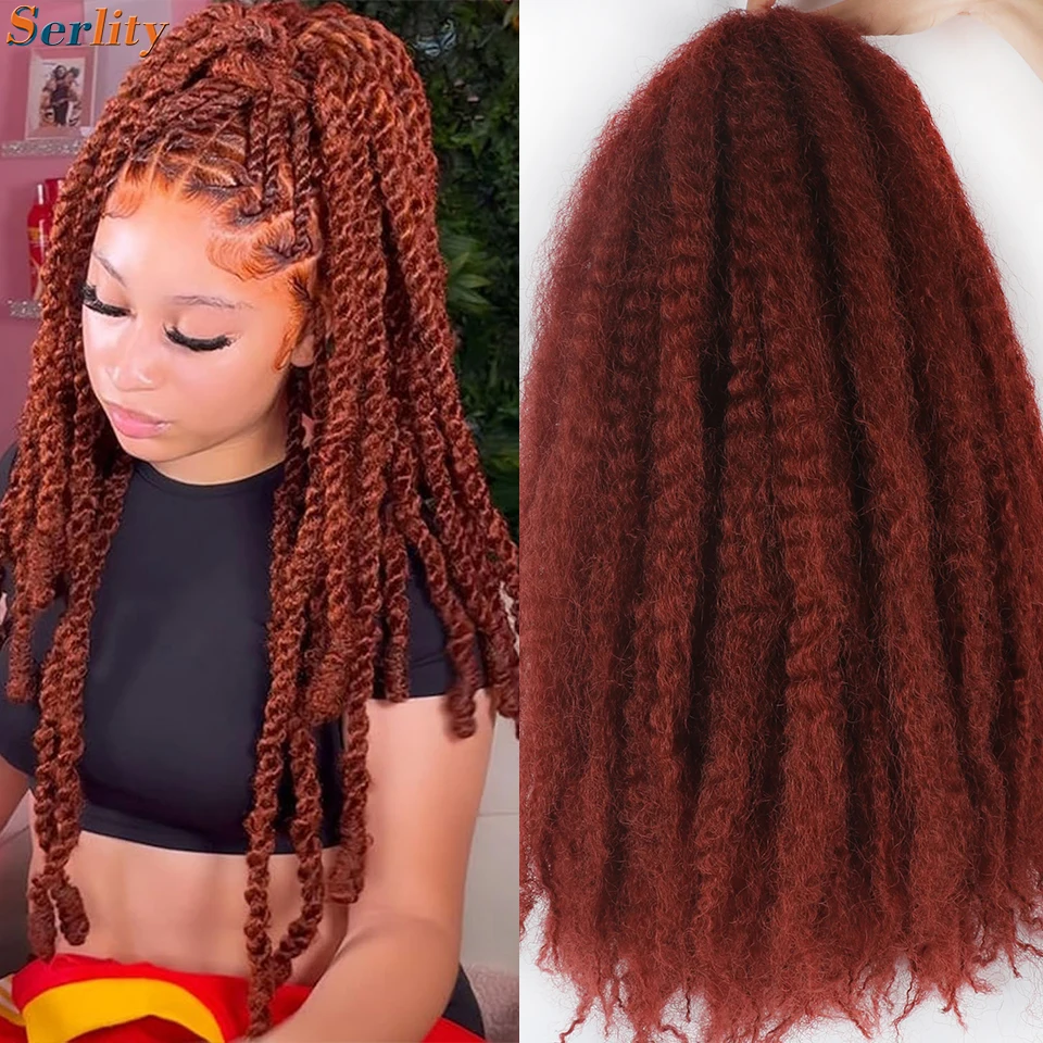 Marley Twist Braiding Hair Pre Stretched 1- 6 Packs Ombre Afro Kinky Curly Crochet Hair for Faux Locs Jumbo Marley Twists Hair