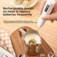 Mousseur à lait sans fil électrique type-c mélangeur à main en acier inoxydable Mini cafetière fouet mélangeur pour café Cappuccino crème 3