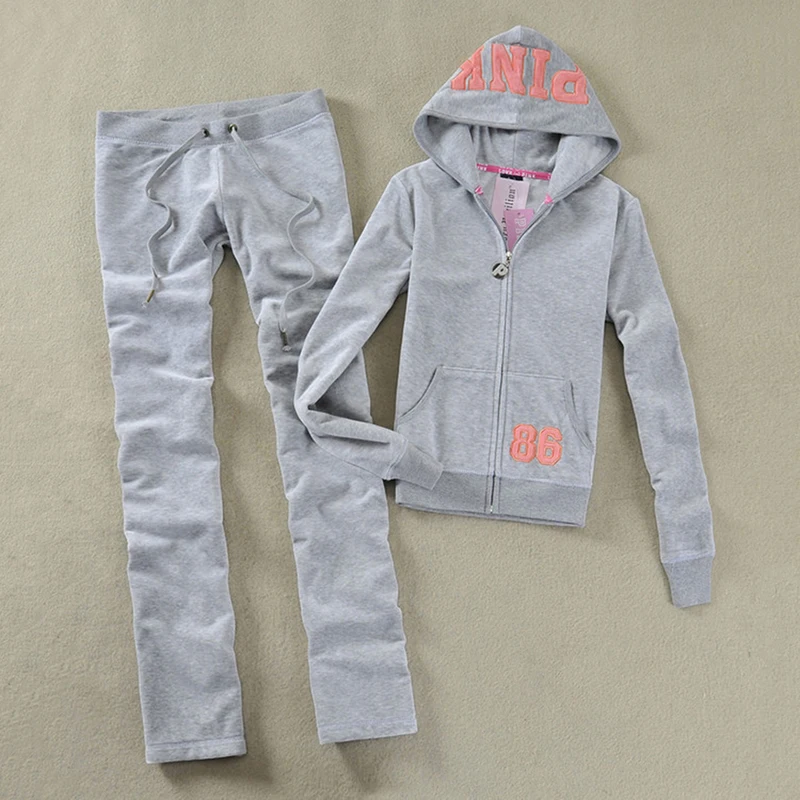 Y2K Women's Pink Velvet Tracksuit 2025 Spring/Autumn Women's Sweatshirt and Pants Sets Velvet Tracksuit Two Piece Sets 2