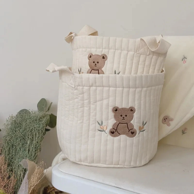 INS Baby Bags Cute Bear Embroidery Diaper Bag Storage Mummy Maternity Bag for Newborn Diapers Toys Organizers