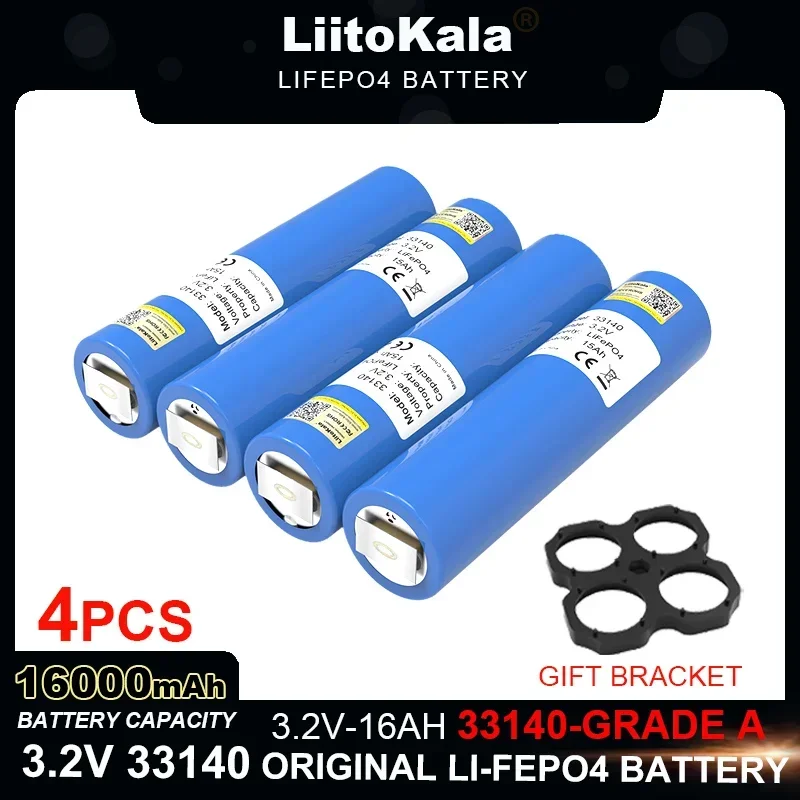 

4 шт. Liitokala 3,2 V 33140 16Ah lifepo4 Cell для diy 4s 12v 24V 15ah 30AH ebike e-scooter power tools, аккумулятор + никелевый лист