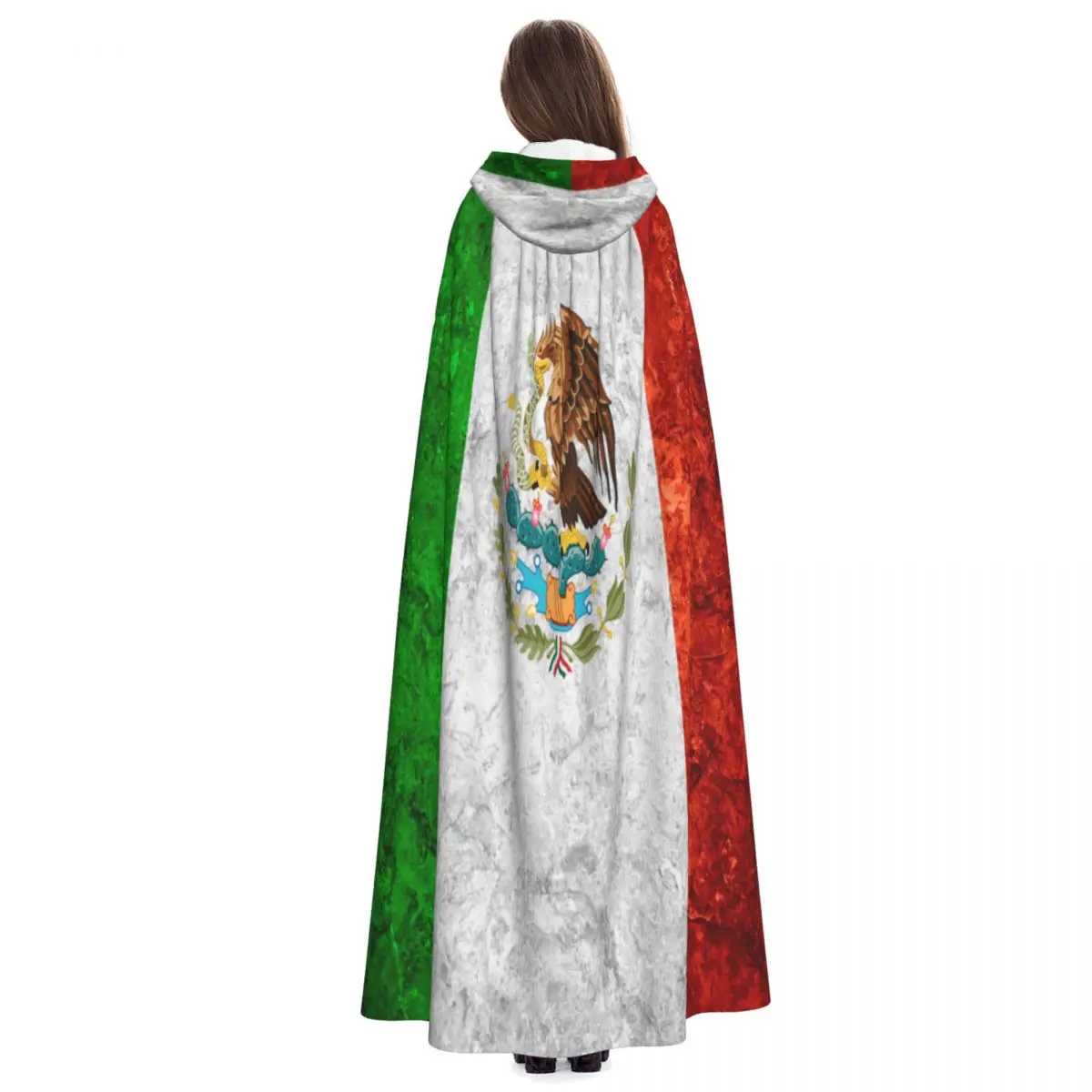 Lange Cape Mantel Mexicaanse Vlag Op Vintage Capuchon Mantel Jas Herfst Hoodies