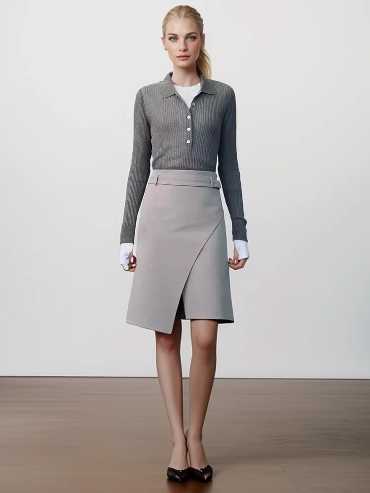 

Женская Асимметричная юбка миди Zack, юбка-трапеция с высокой талией и пряжкой, весна 2024