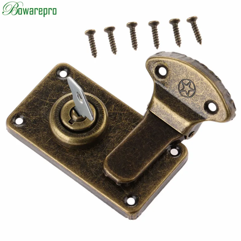Furniture Hardware Antique Box Latches Decorative Hasp Vintage Jewelry Wooden Box Suitcase Hasp Latch Toggle with Key and Screws