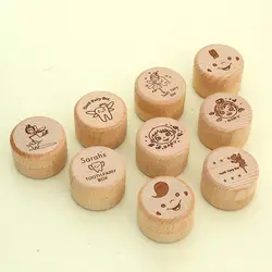 Personalized Tooth Fairy Box Round Wooden Tooth Fairy Holder Birthday Gift for Girls Boys Name Milk Tooth Box
