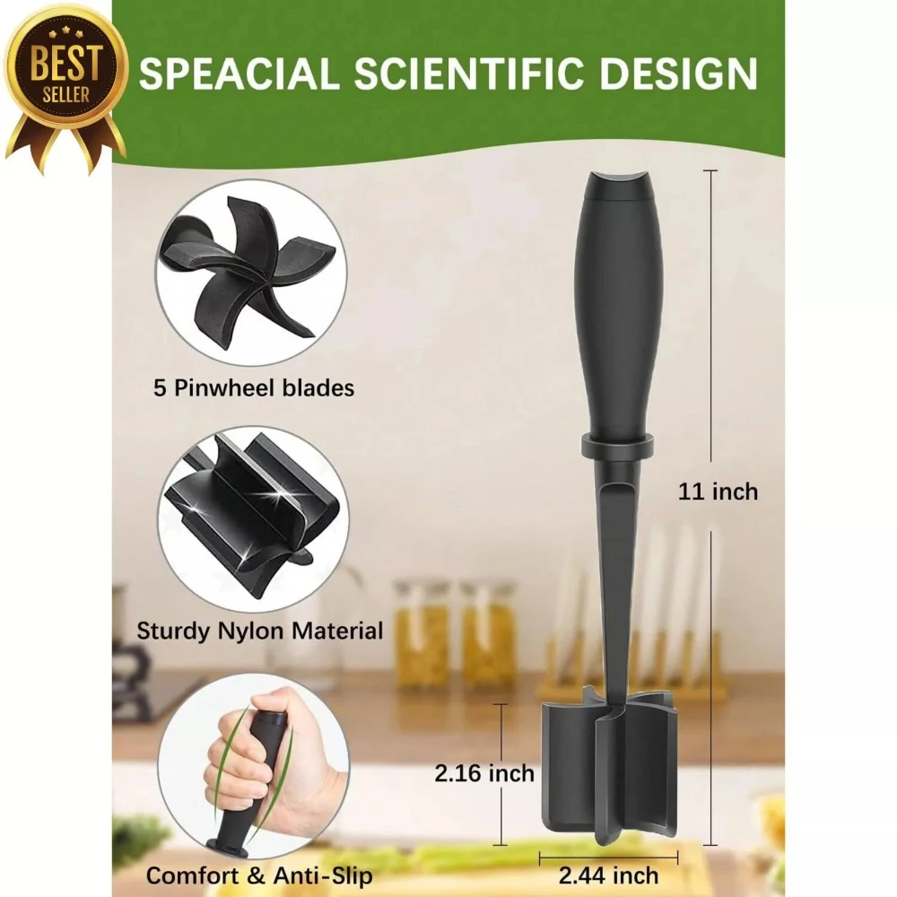 Description Picture 3 of itemHandheld Meat Masher Ergonomic Design Nylon Material Durable Heat-Resistant Kitchen Tool Potato Masher Hamburger Smasher