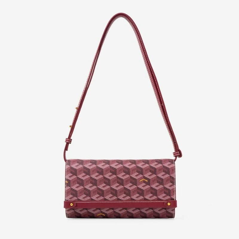 Borsa a Tracolla Diego da Donna, Stampa Monogramma Cubic Garden, Borsa di Lusso Firmata, Pochette a Busta con Scomparti per Carte
