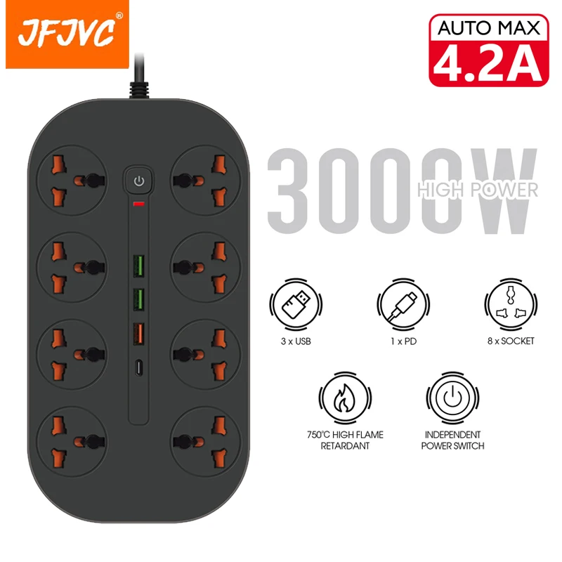 Power Extension Universal Uk Plug Usb C Smart Extension Cord Us Ac