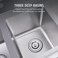 3-Stainless Steel Sink, Free Standing Restaurant Sink Station with Strainer, Kitchen Prep & Utility Sink for Home Garage Bar 2